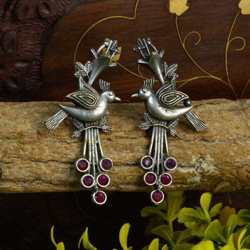 Silver Dangle Earrings German Silver Pearl Drop Boho Jhumki Earrings