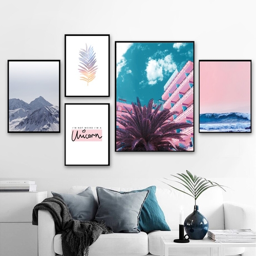 Sea Wave Palm leaf Mountain Feather Quote