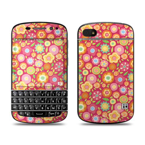 DecalGirl BQ10-SQUISHEDFLWRS BlackBerry Q10 Skin - Flowers Squished