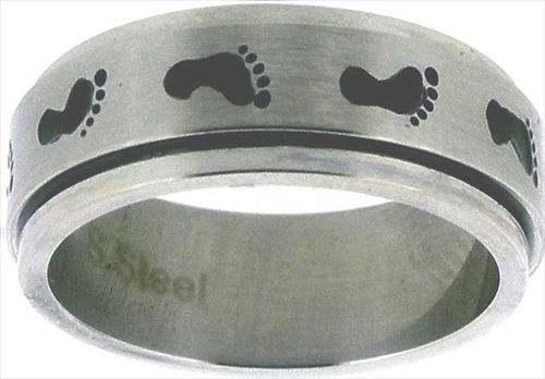 Solid Rock Jewelry 40109 Ring Footprints Spin Stainless Style 330 Size