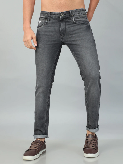 Men Mid Rise Plain Jeans(size38)(ColorGrey)