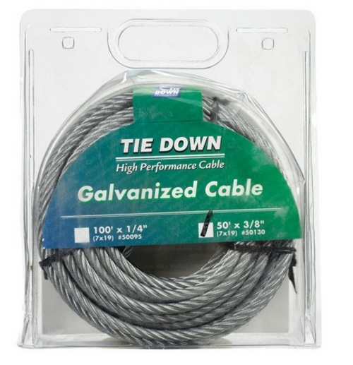 Tie Down Engineering 50130 0.37 in. Pre-Cut Galvanized Cable