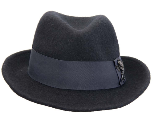 French navy mohair rabbit fur unisex fedora hat