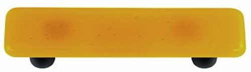 Hot Knobs HK1013-PB Medium Amber Rectangle Glass Cabinet Pull - Black 