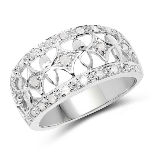 0.32 Carat Genuine White Diamond .925 Sterling Silver Ring