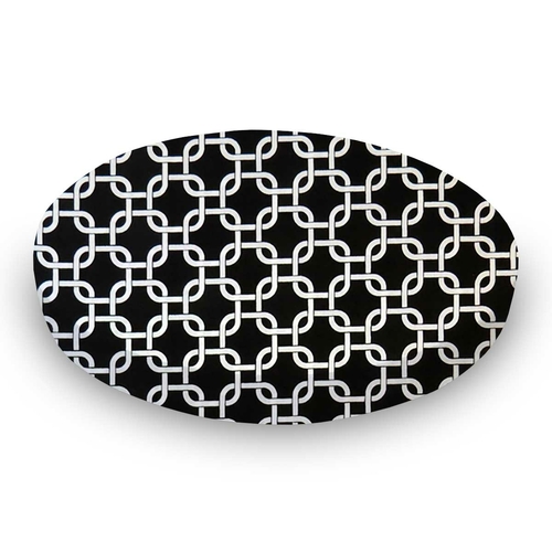 SheetWorld Fitted Round Crib Sheet - 100% Cotton Woven - Black Links,