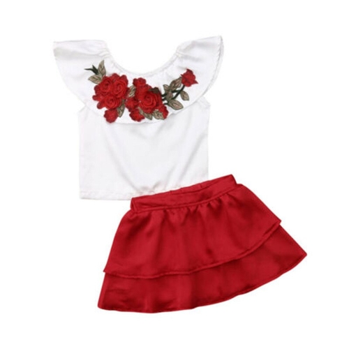 Cute Toddler Girl Flower Party Dress Top