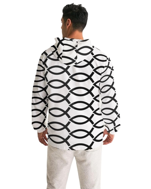 Mens Hooded Windbreaker - Agape Love Water Resistant Jacket - Jjxv0x