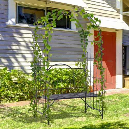 Outsunny 43" Garden Arbor Bench Trellis for Vines Climbing Plant