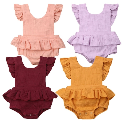 Casual Newborn Baby Girls Summer Cotton Bodysuits
