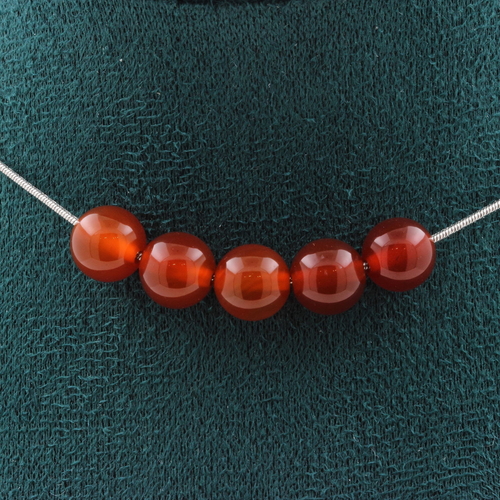 Carnelian from Uruguay quality 5A 8 mm 5 beads necklace.