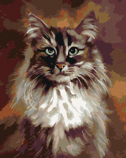 Paint by Numbers - CAT ON A BROWN BACKGROUND