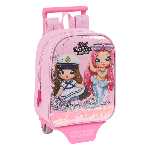 School Rucksack with Wheels Na!Na!Na! Surprise Sparkles Pink (22 x 28