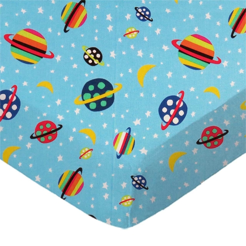 SheetWorld Fitted Crib Sheet - 100% Cotton Woven - Planets Blue, Made