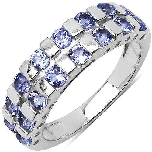 1.12 Carat Genuine Tanzanite .925 Sterling Silver Ring