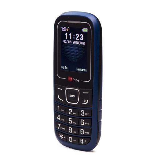 TTfone TT110 Blue Mobile with USB Charger Giff Gaff SIM Netwrok