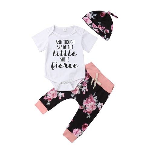 3PCS Newborn Baby Girls Tops Romper Bodysuit