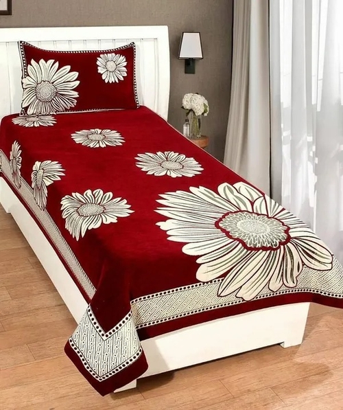 CHENILLE FLORAL HEAVY BEDSHEET FOR SINGLE BED SIZE II 60 X 90 INCH II