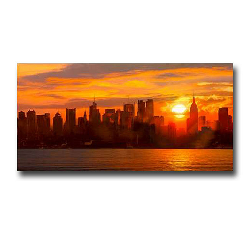 Artistic Home Gallery 1224D777SAG Sunset Over Manhattan by Shaun Green