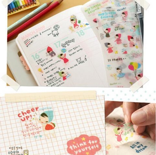 6 Pcs Lovely  Cartoon Print Memo Sticker Notebook