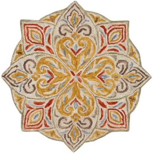 New Modern Spring Collection Round Shape and Multicolor Wool Area Rug