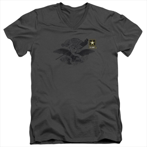 Army-Left Chest - Short Sleeve Adult 30-1 Tee, Charcoal - Large