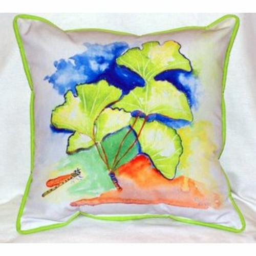 Betsy Drake ZP152 Ginko Leaves Indoor & Outdoor Throw Pillow- 22 x 22 