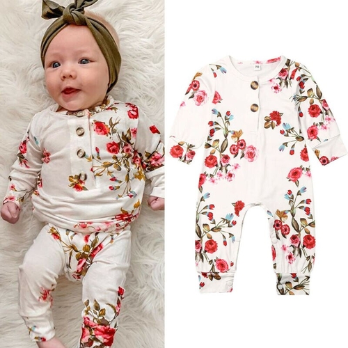 Pudcoco Autumn Newborn kids Baby Girl Flower Print