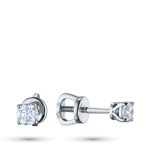 Sterling Silver Earring Studs with 2 Round-Cut Lab-Created Diamonds