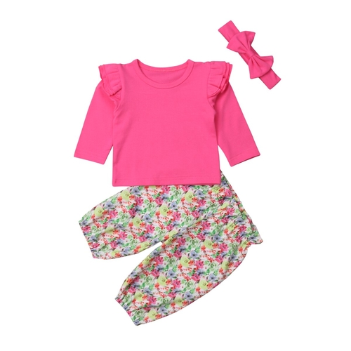 Little Girls 3Pcs Summer Long Sleeve Clothes Set