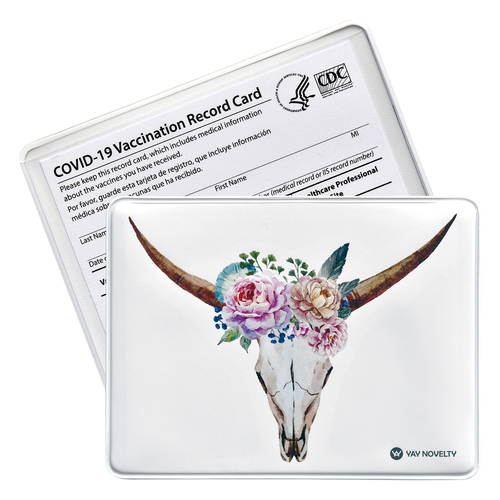 Vaccination Card Holder / Vaccine Card Protector - Bull Horns