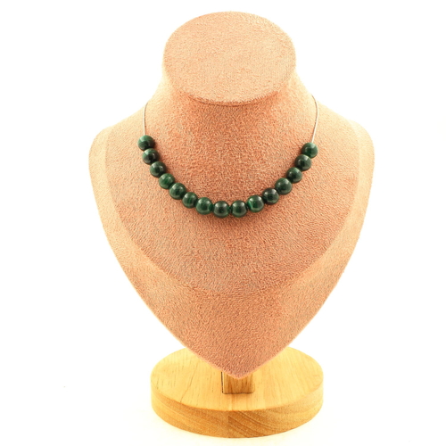 Malachite from Congo quality 7A 8 mm 15 beads necklace. 