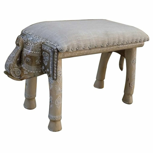Bench DKD Home Decor Elephant White Natural Mango wood 65 x 31,7 x 38