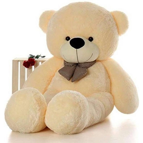 80Cm Cream Teddy With Tie - 3ft