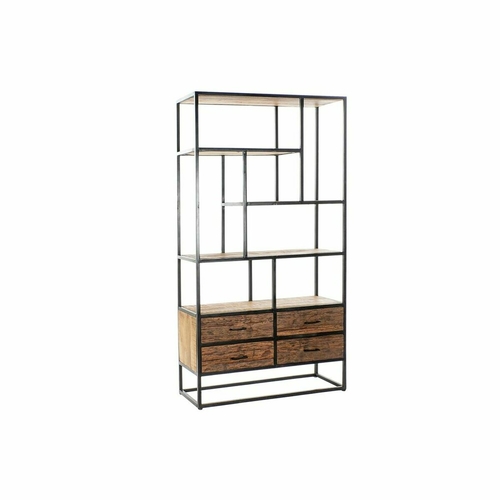 Shelves DKD Home Decor Black Natural Dark brown Metal Recycled Wood