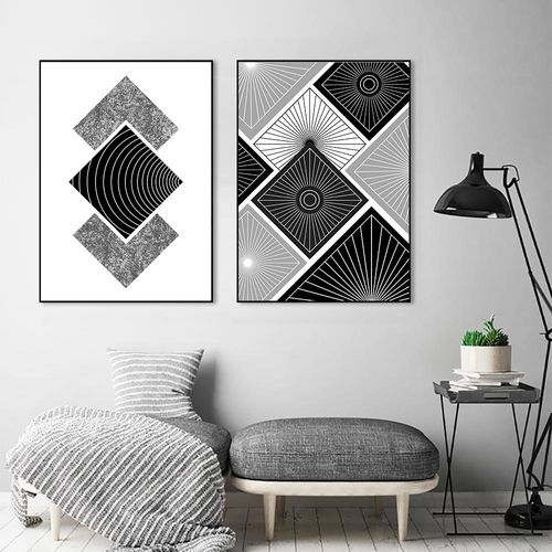 Abstract Canvas Poster Print Nordic Black and