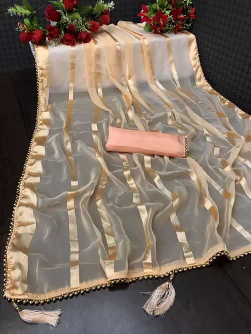 Self Design Assam Silk Tussar Silk Saree  (Orange)