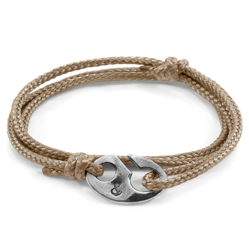 Sand Brown Windsor Silver and Rope Bracelet