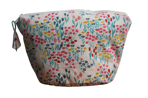 Small Flower Canvas Printed Ladies And Girls Cosmetic & Travel Pouch