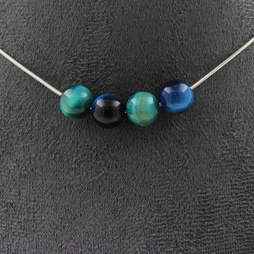 Light blue Tiger's Eye 8 mm 4 beads necklace. 