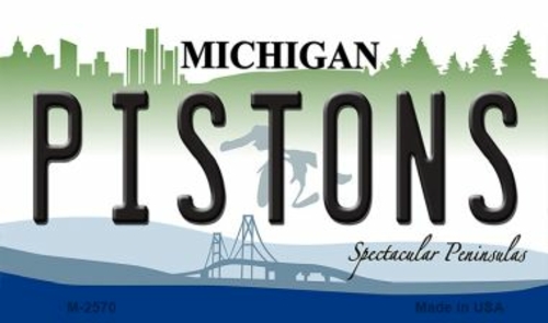 Smart Blonde M-2570 3.5 x 2 in. Pistons Michigan State License Plate M