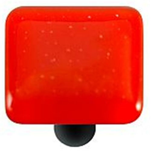 Hot Knobs HK1002-KB Tomato Red Square Glass Cabinet Knob - Black Post