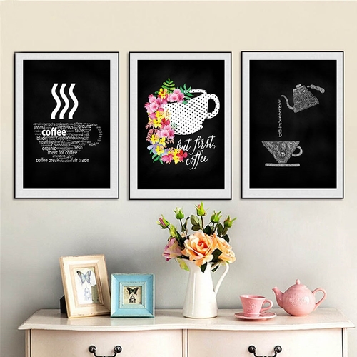 Modern Black White Coffee Cup Canvas