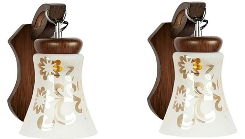 40W Wooden Surface Mounted Classic Decorative Wall Light pack of 2
