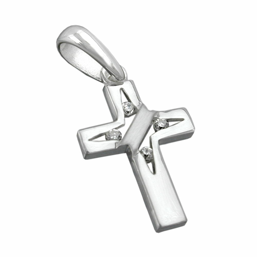 pendant cross 4x zirconia silver 925