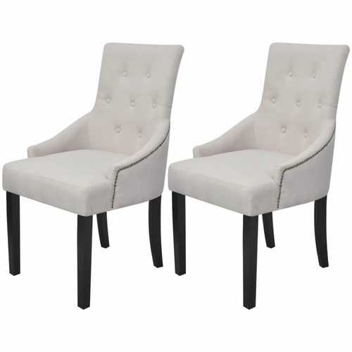 Dining Chairs 4 pcs Cream Fabric