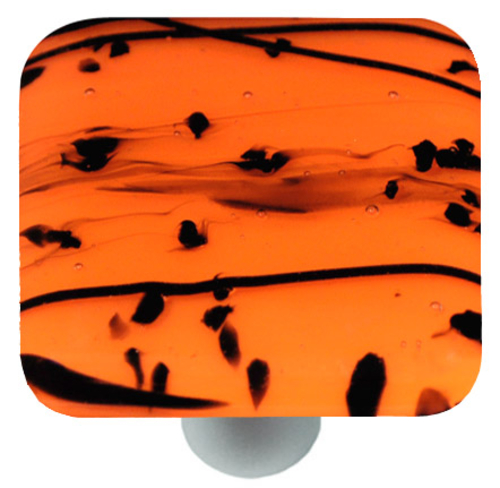Hot Knobs HK3106-KA Mardi Gras Black with Orange Square Glass Cabinet 