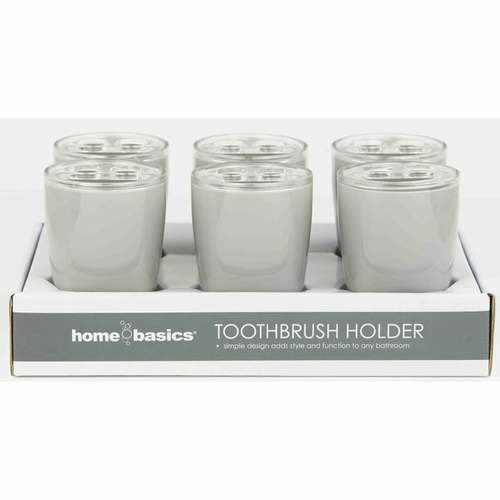 Home Basics TH41342 Home Basics Plastic Toothbrush Holder - Grey, 