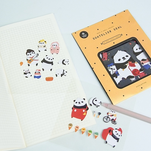 3Sheets/Pack Cute Panda Sakura Stickers