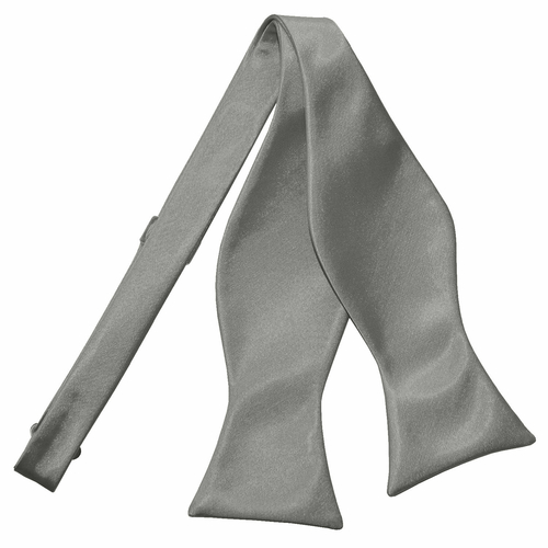 Plain Satin Self-Tie Bow Tie - Platinum